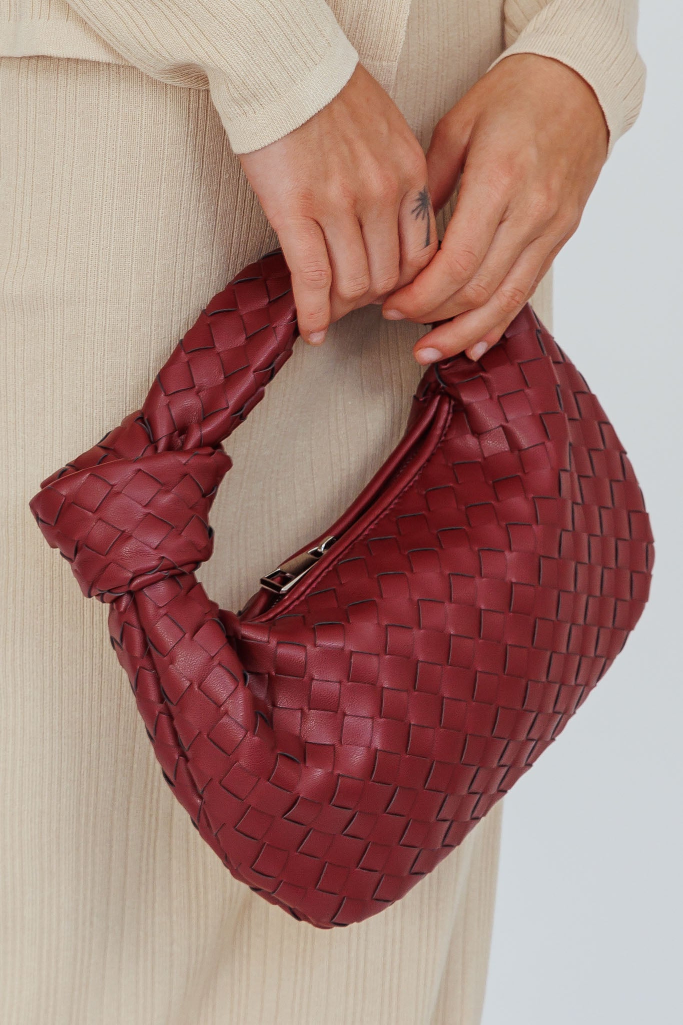 Ani Woven Knot Handbag Wine by Selfie Leslie Australia