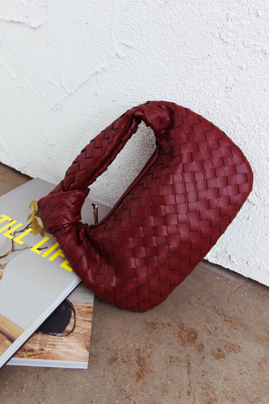 Ani Woven Knot Handbag Wine by Selfie Leslie Australia