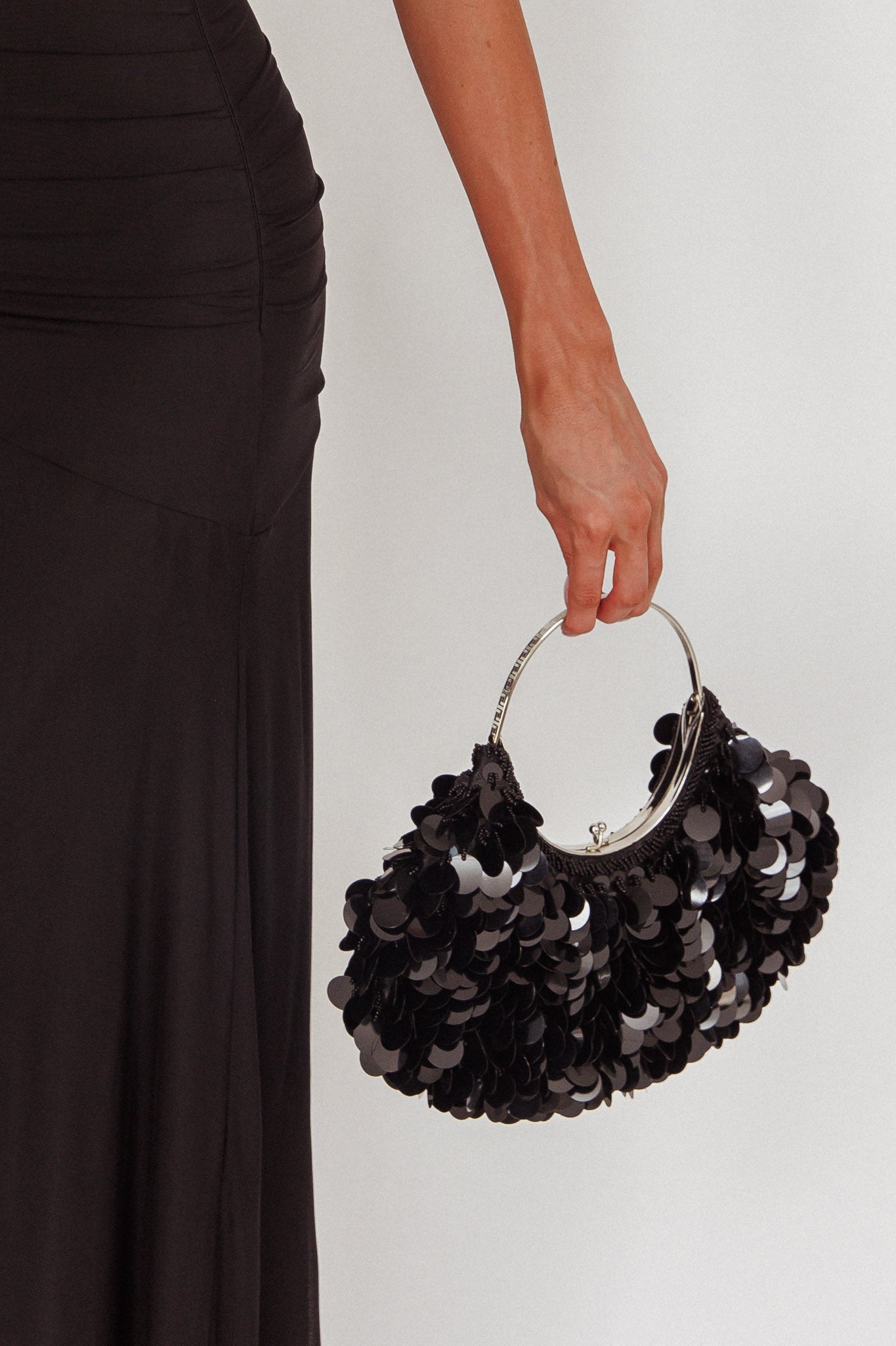 Drama Kisslock Moon Purse Sequin Black by Selfie Leslie Australia