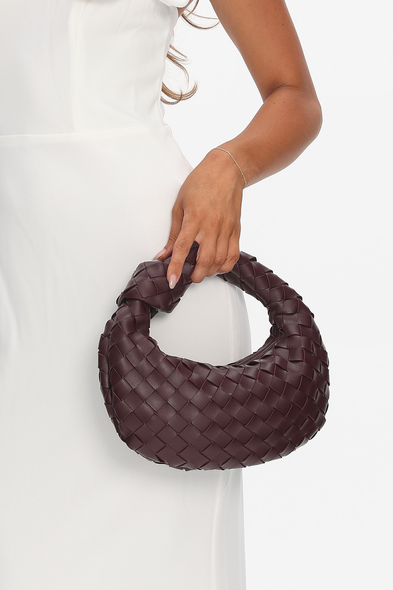 Montreal Woven Crescent Bag Wine by Selfie Leslie Australia