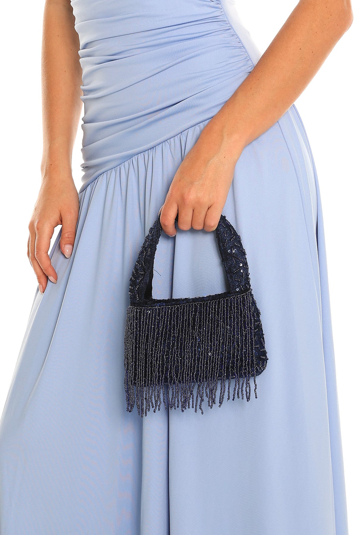 High Glamour Beaded Fringe Mini Bag Navy by Selfie Leslie Australia