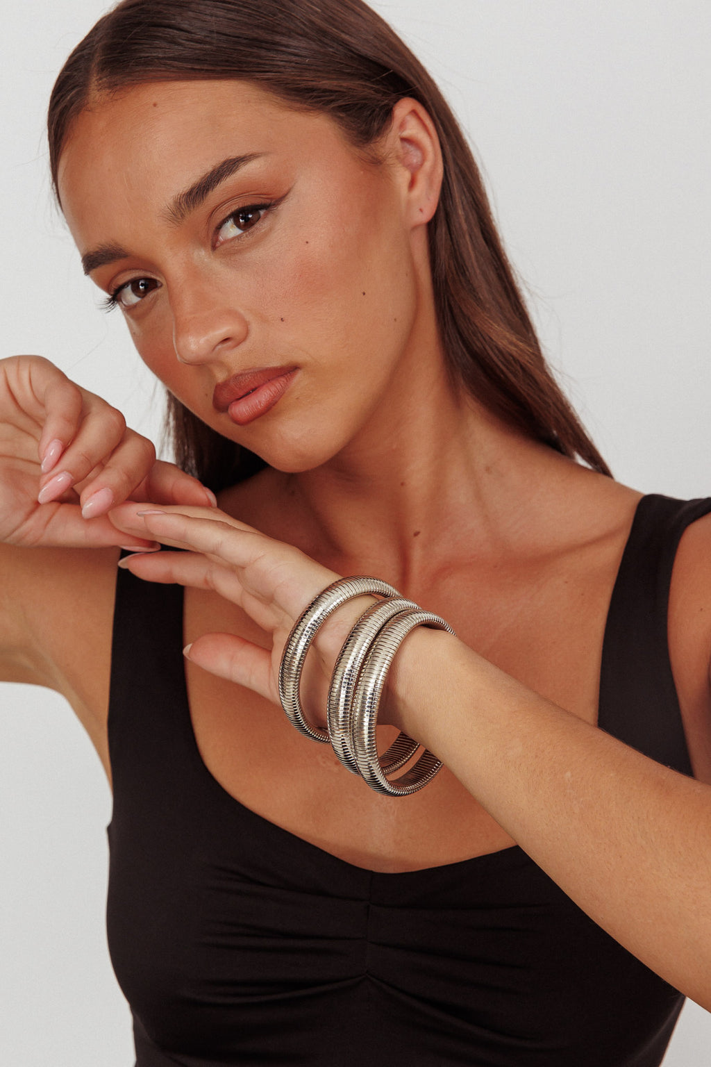 Oliver Stretch Bangles Set Dark Silver by Selfie Leslie Australia