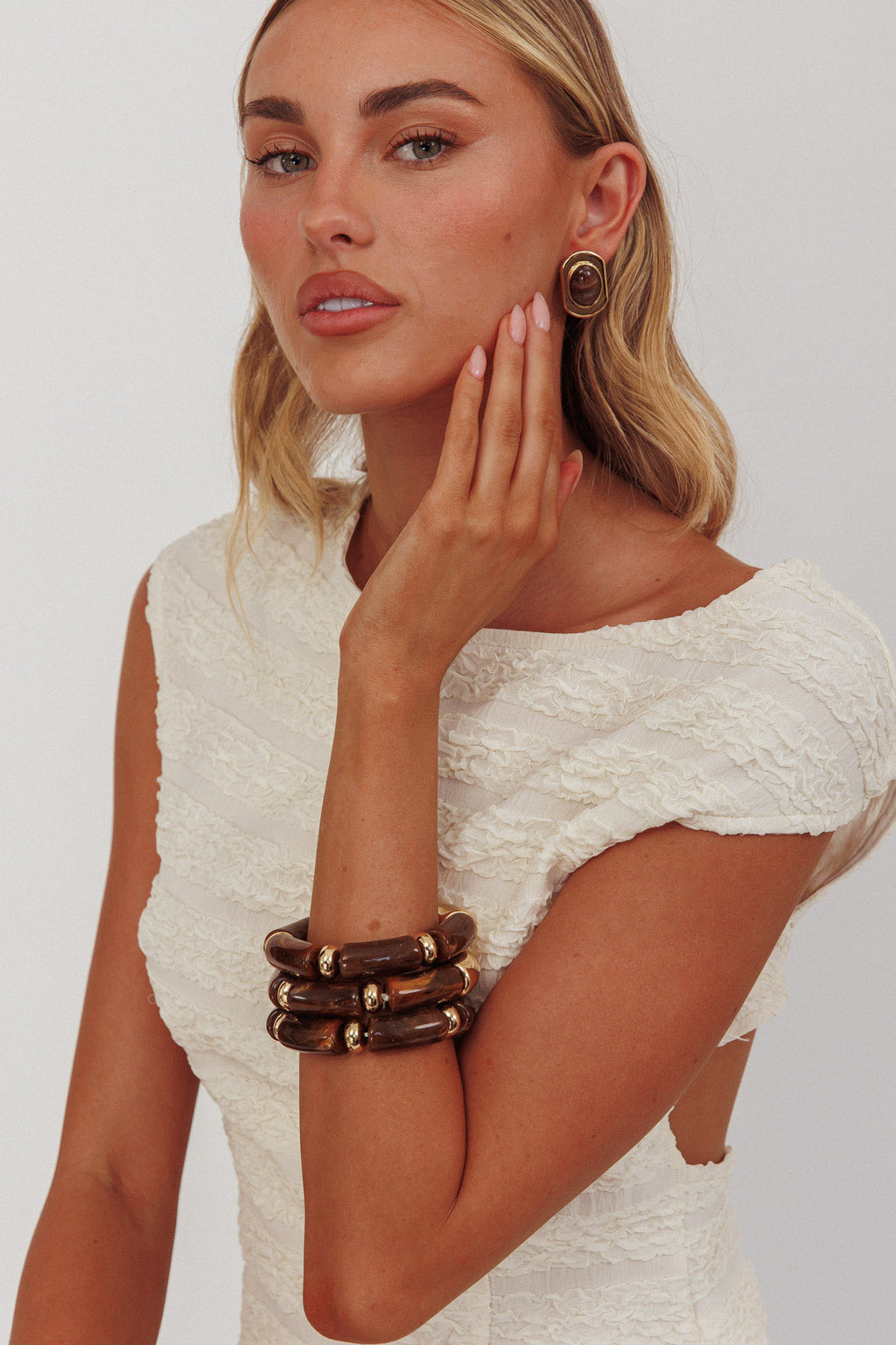 Zena Resin Bracelets Gold/Chocolate by Selfie Leslie Australia