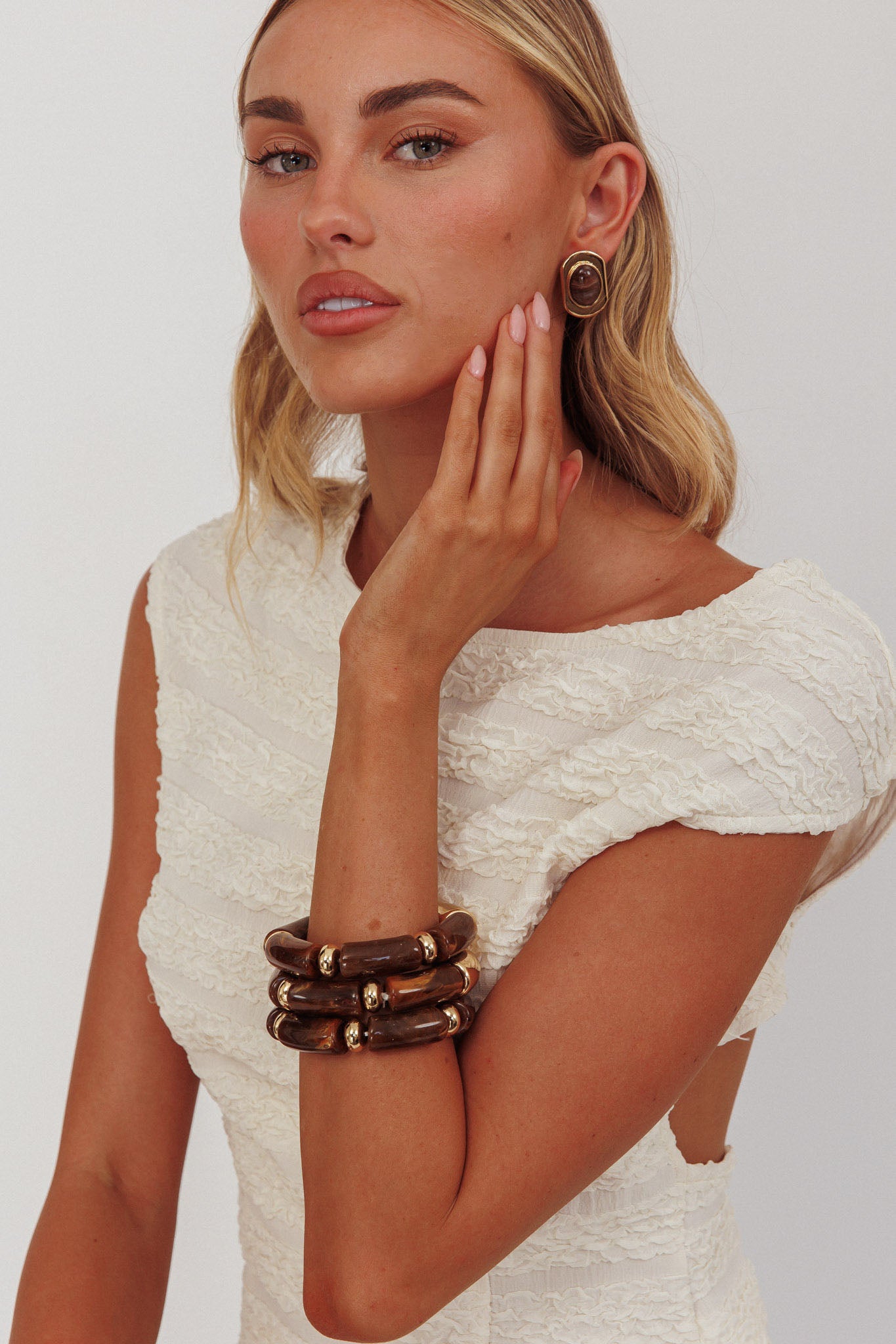 Zena Resin Bracelets Gold/Chocolate by Selfie Leslie Australia