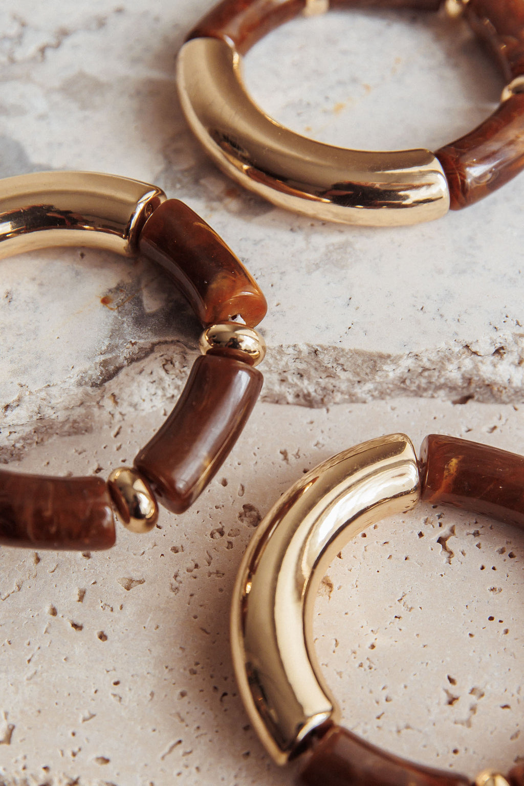 Zena Resin Bracelets Gold/Chocolate by Selfie Leslie Australia