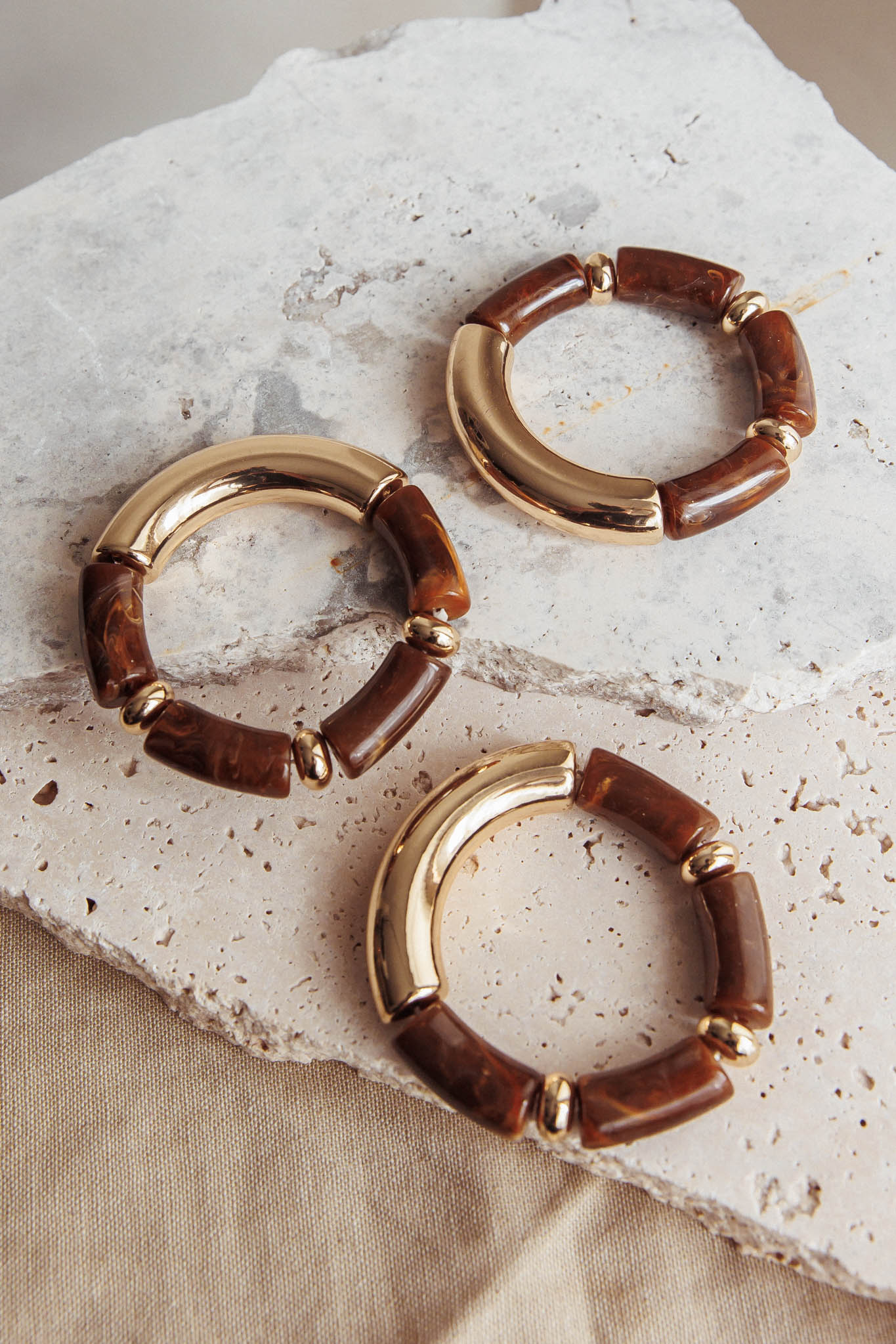 Zena Resin Bracelets Gold/Chocolate by Selfie Leslie Australia
