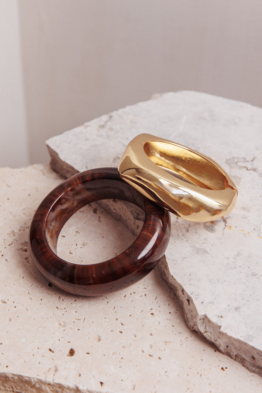 Cynthia Metal Resin Bangles Gold/Chocolate by Selfie Leslie Australia
