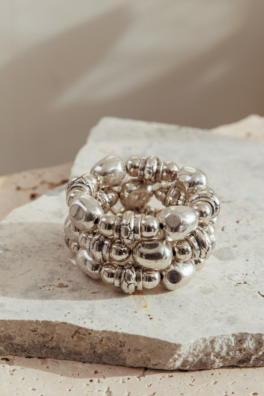 Ingrid Beaded Bracelet Brushed Silver by Selfie Leslie Australia