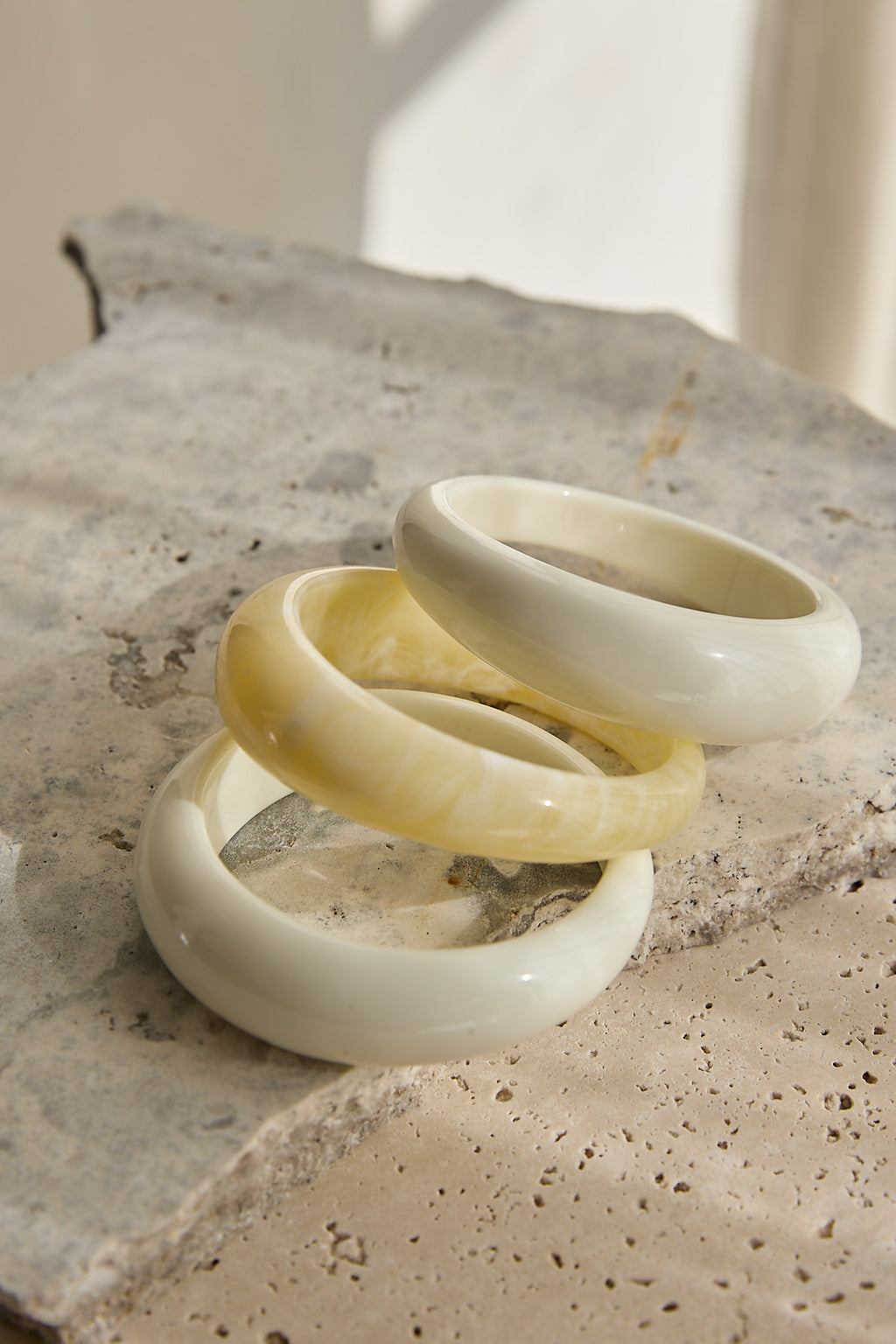 Vionne Irregular Bangles Acrylic Ivory by Selfie Leslie Australia