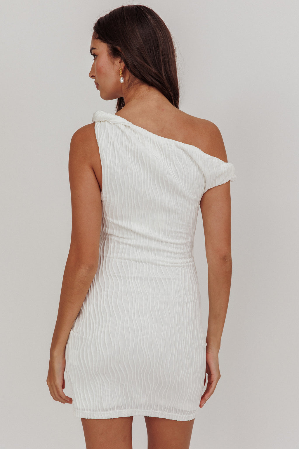 Lingering Love One-Shoulder Mini Dress White by Selfie Leslie Australia