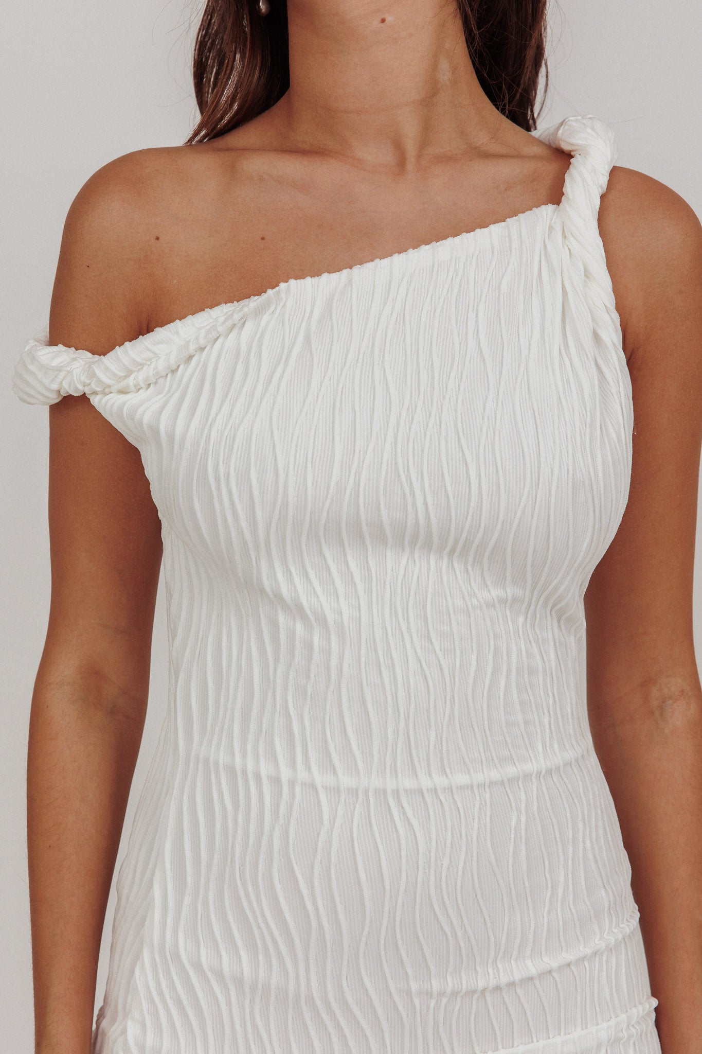 Lingering Love One-Shoulder Mini Dress White by Selfie Leslie Australia