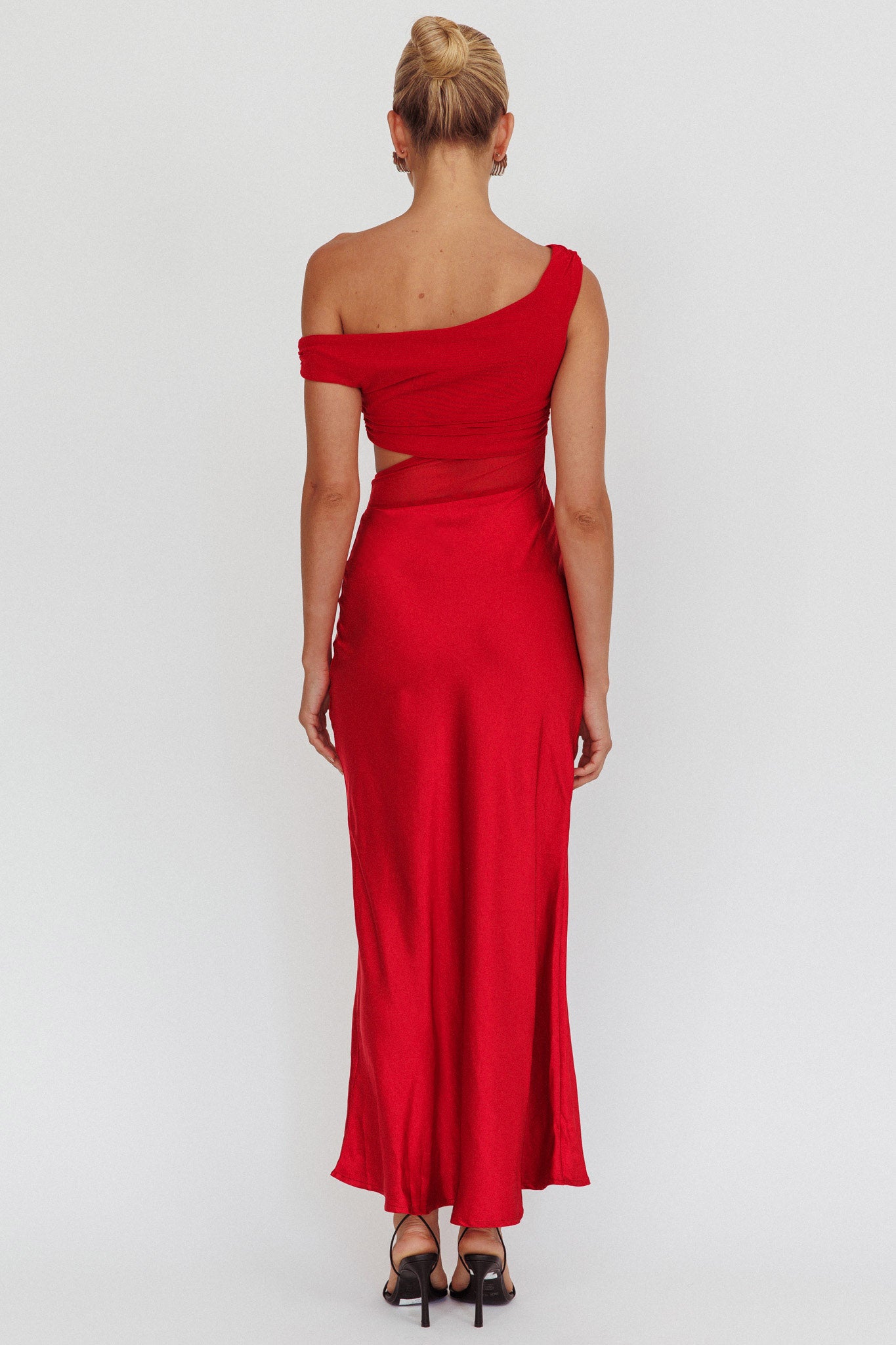 In Blooms Mesh Bodice Maxi Dress Wine by Selfie Leslie Australia