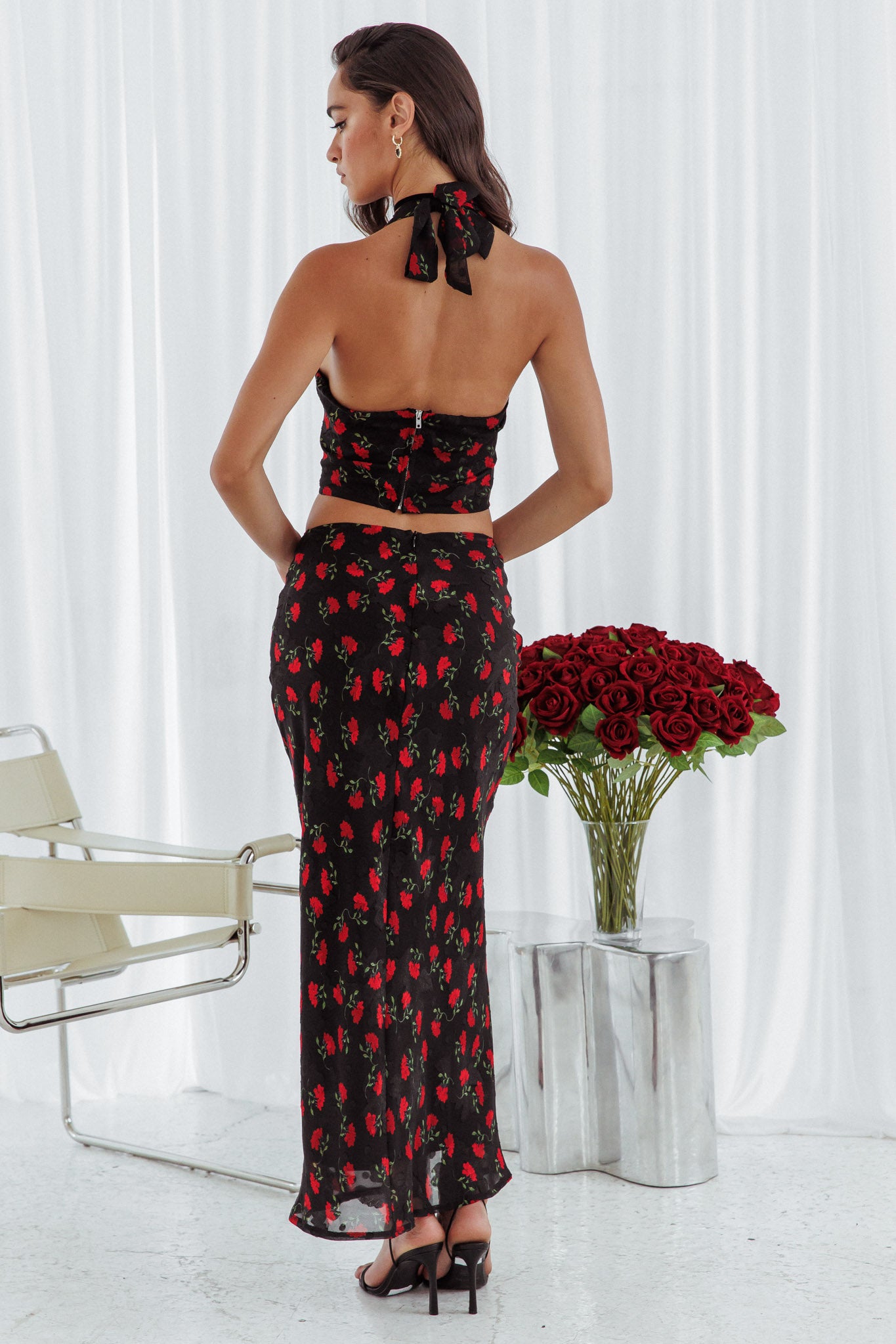 Gigi Floral Maxi Skirt Black by Selfie Leslie Australia