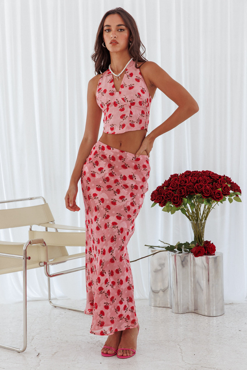 Gigi Floral Maxi Skirt Pink by Selfie Leslie Australia