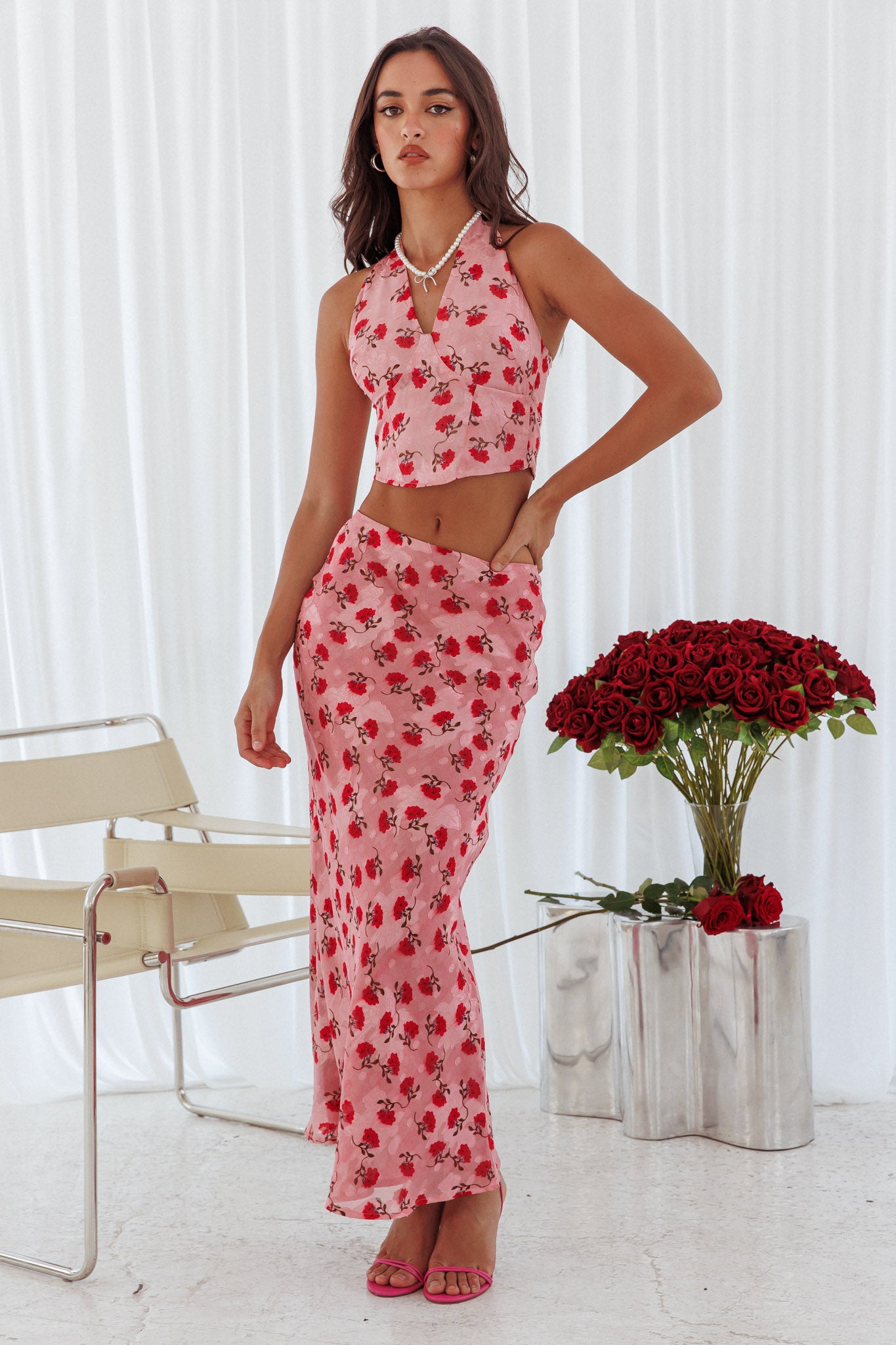 Gigi Floral Maxi Skirt Pink by Selfie Leslie Australia