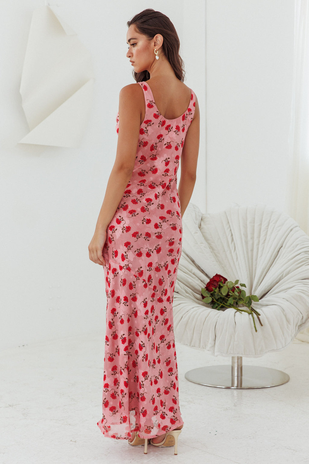 Countdown Cowl Neck Maxi Dress Print Pink by Selfie Leslie Australia