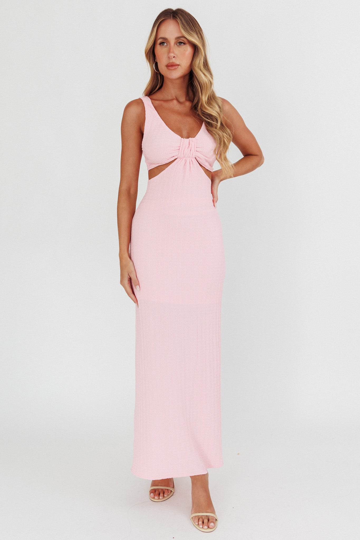 Kharissa Cut-Out Textured Maxi Dress Pink by Selfie Leslie Australia