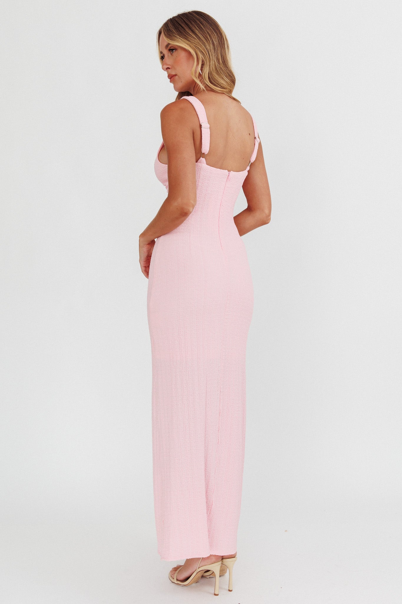 Kharissa Cut-Out Textured Maxi Dress Pink by Selfie Leslie Australia