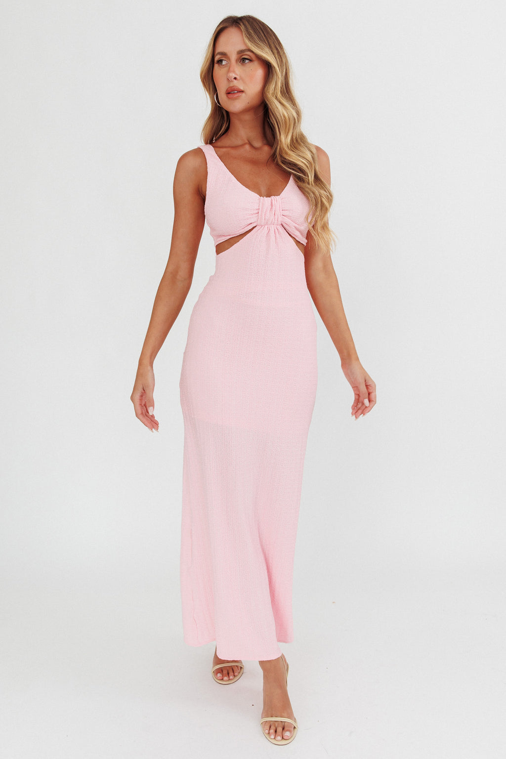 Kharissa Cut-Out Textured Maxi Dress Pink by Selfie Leslie Australia