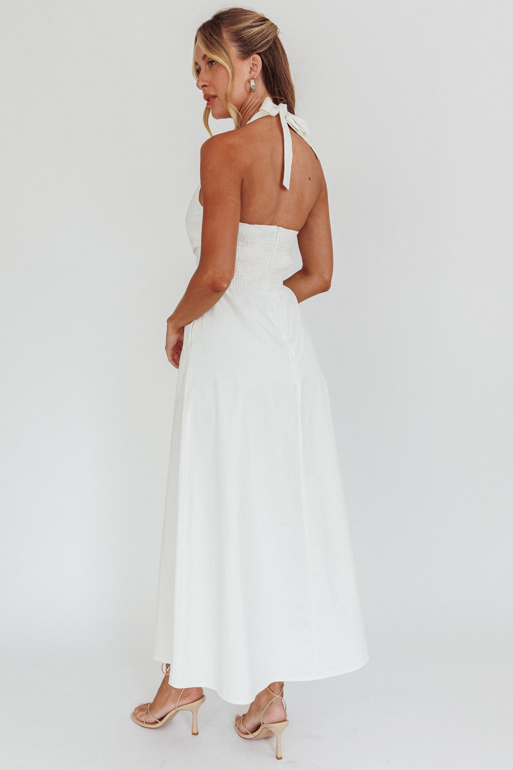 Can't Compete A-Line Halter Maxi Dress White by Selfie Leslie Australia
