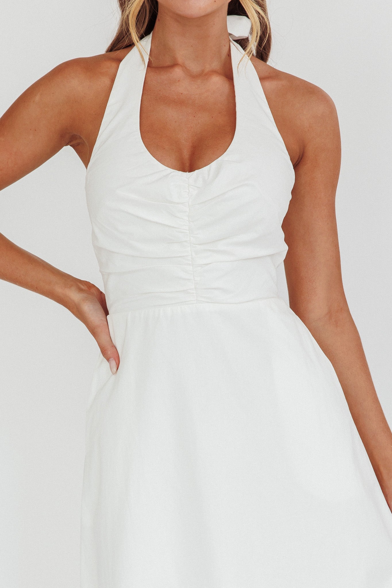 Can't Compete A-Line Halter Maxi Dress White by Selfie Leslie Australia