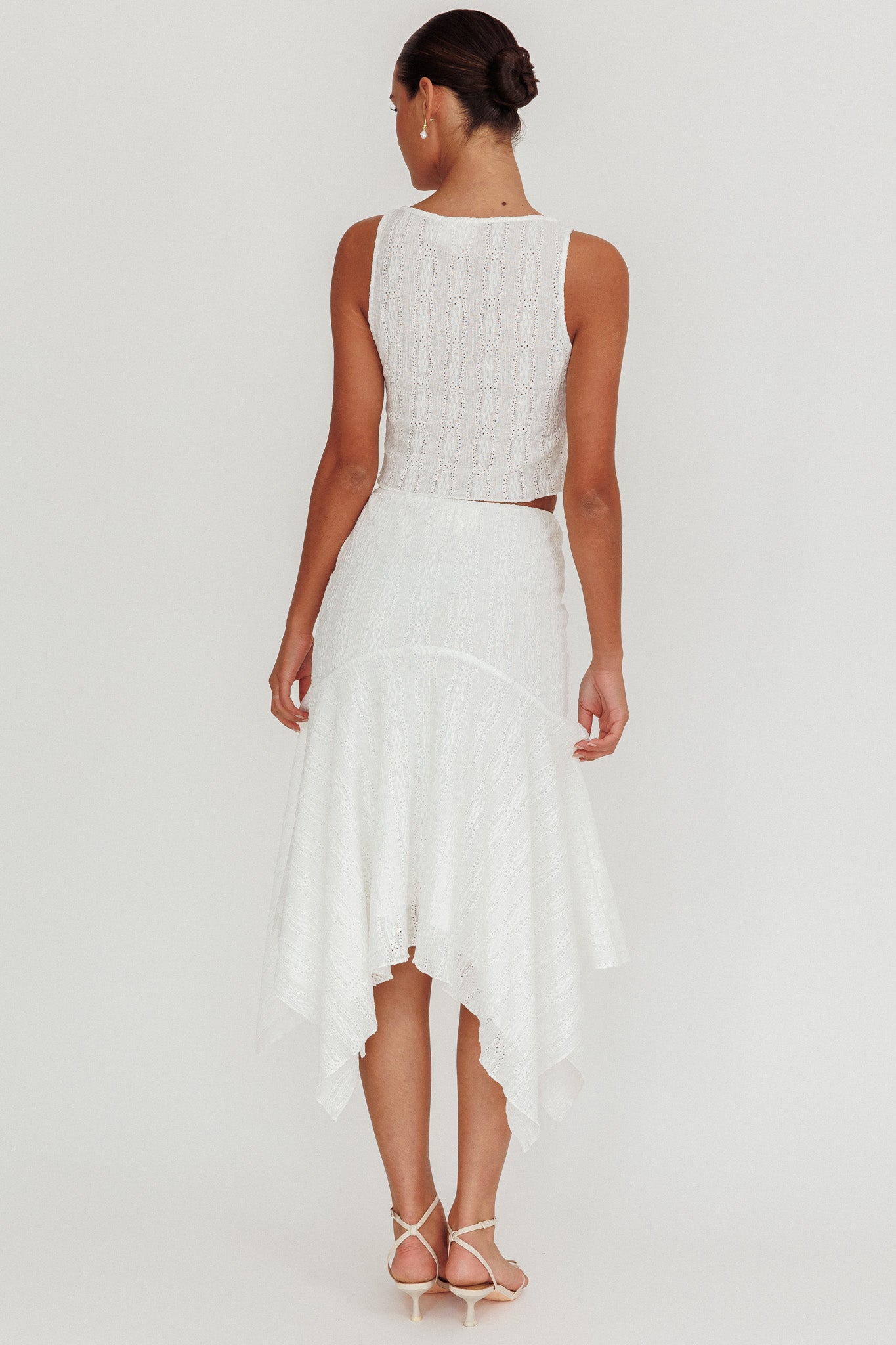 Paper Hearts Square Hem Midi Skirt White by Selfie Leslie Australia