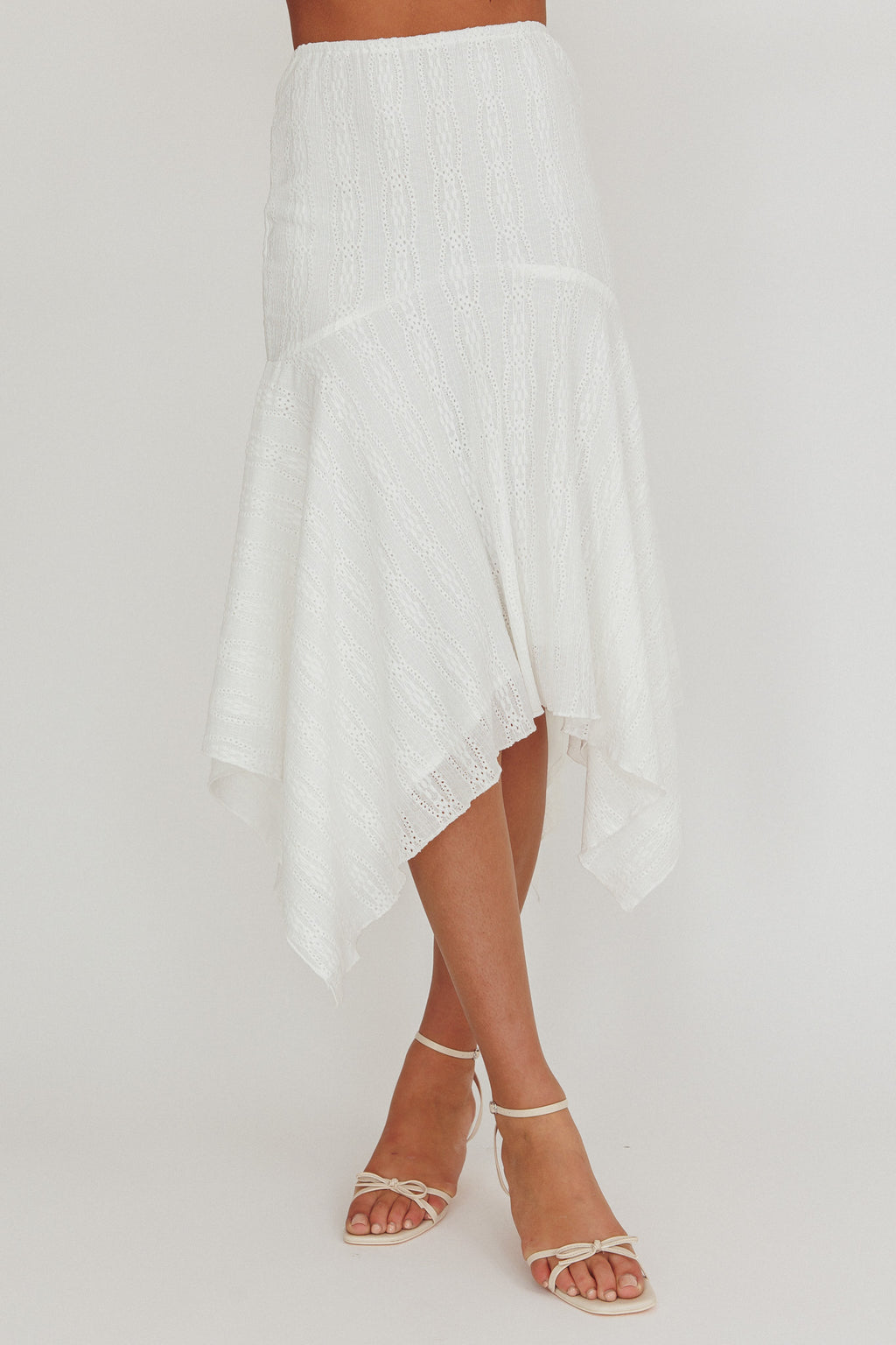 Paper Hearts Square Hem Midi Skirt White by Selfie Leslie Australia