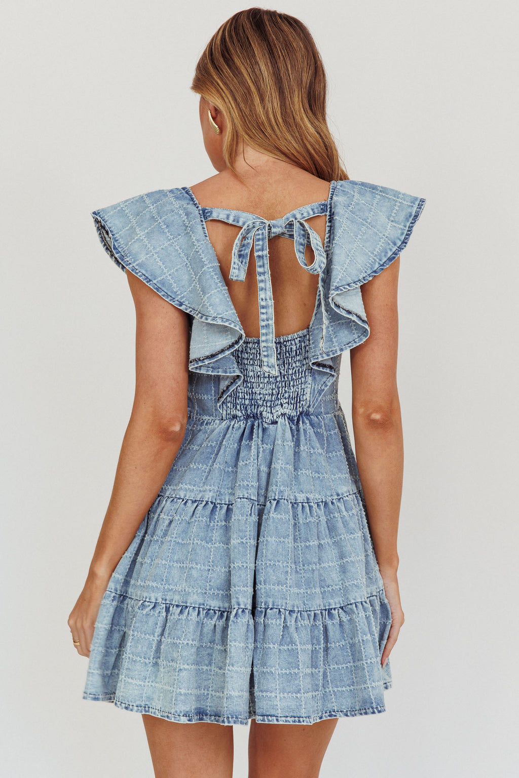 Daffodil Ruffle A-Line Mini Dress Light Blue by Selfie Leslie Australia