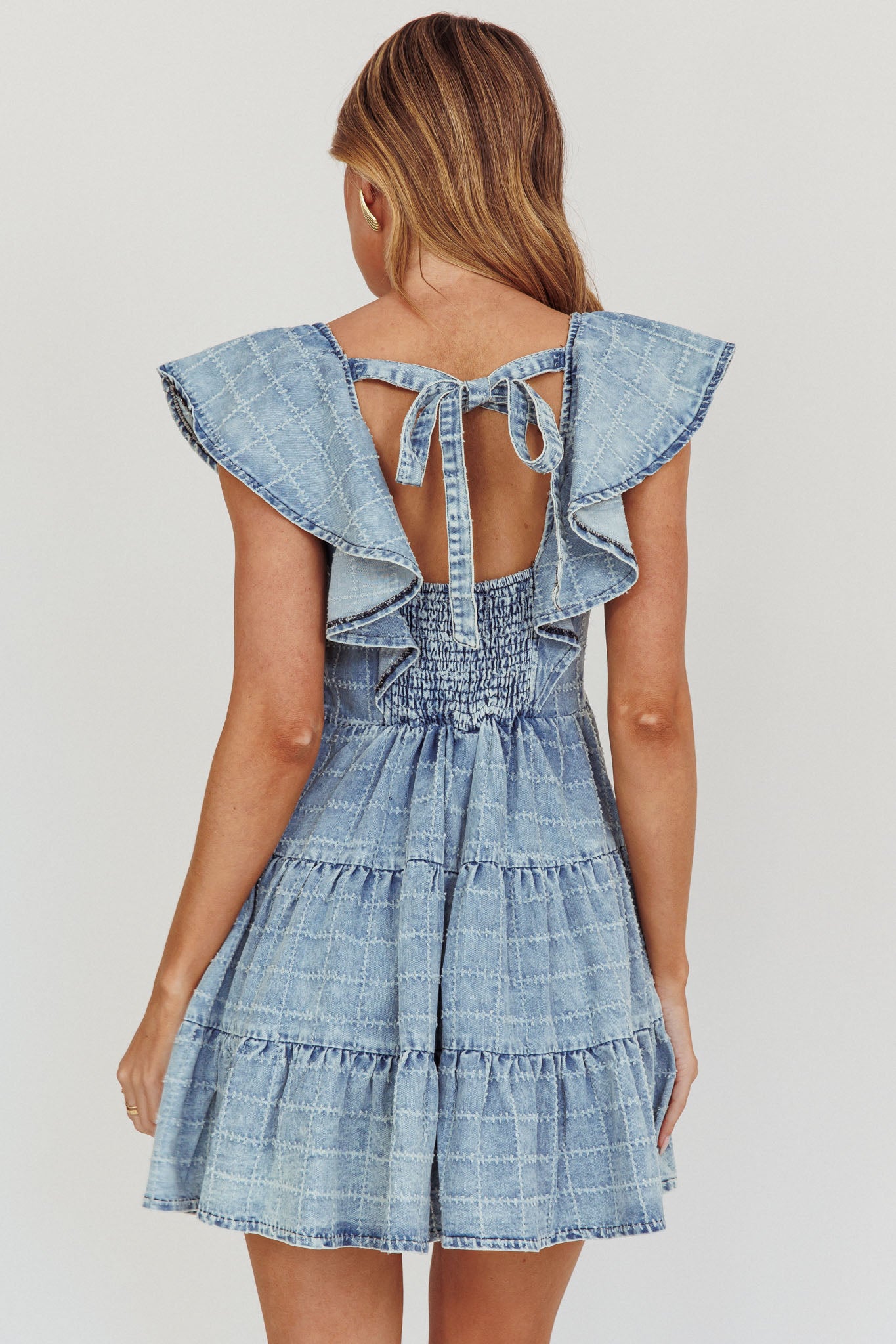 Daffodil Ruffle A-Line Mini Dress Light Blue by Selfie Leslie Australia