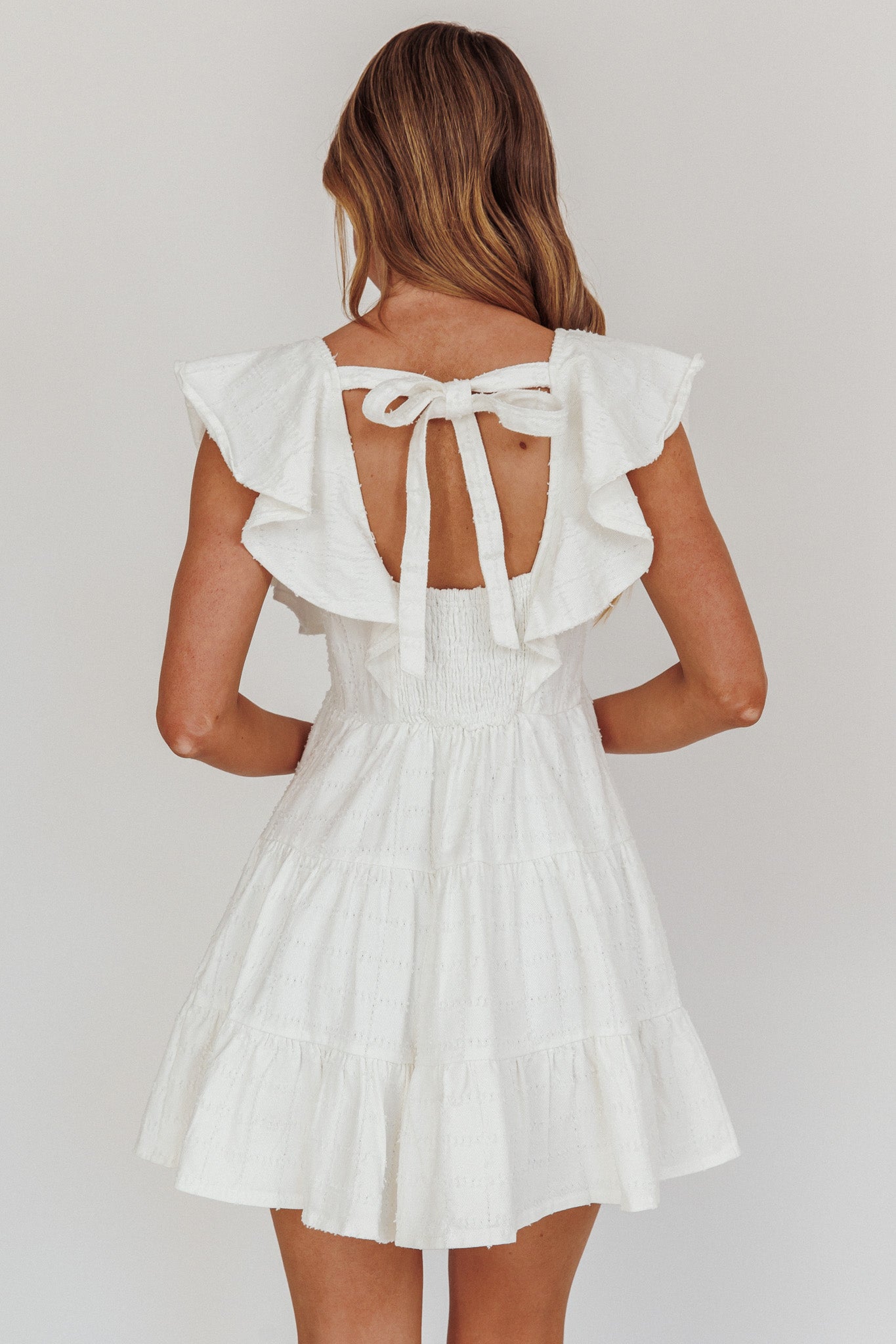Daffodil Ruffle A-Line Mini Dress White by Selfie Leslie Australia