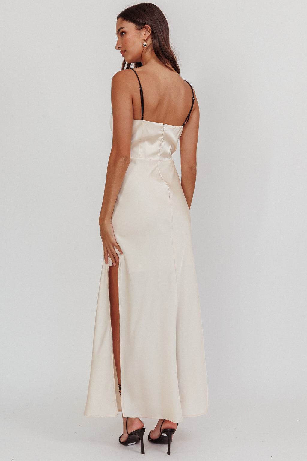 Tomorrow's Love Gathered Bow Neckline Maxi Dress Oyster by Selfie Leslie Australia
