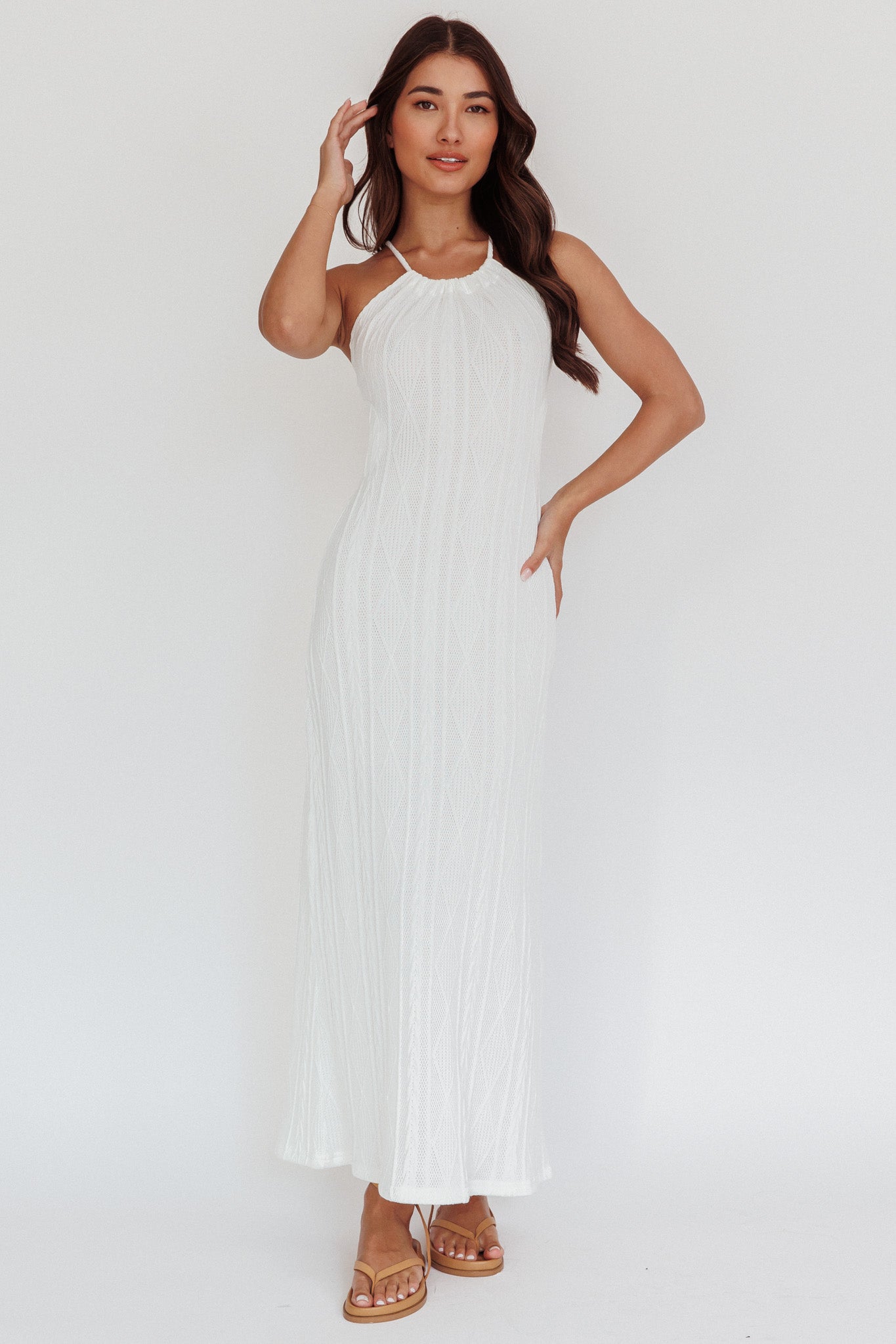 St. Croix Backless Knit Maxi Dress Cream by Selfie Leslie Australia