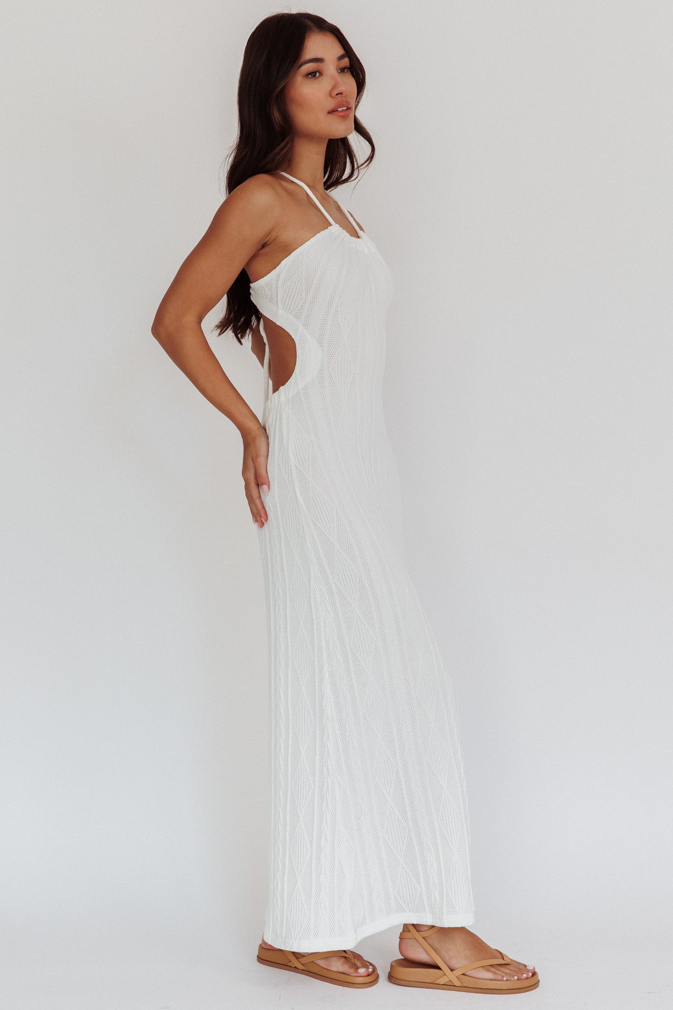 St. Croix Backless Knit Maxi Dress Cream by Selfie Leslie Australia