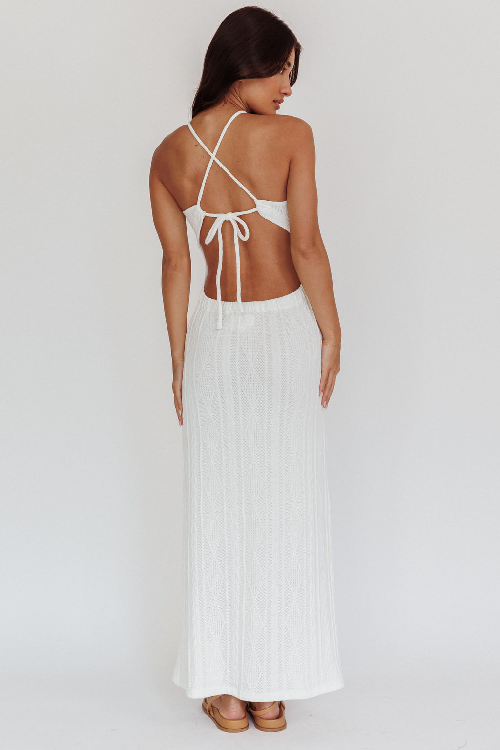 St. Croix Backless Knit Maxi Dress Cream by Selfie Leslie Australia