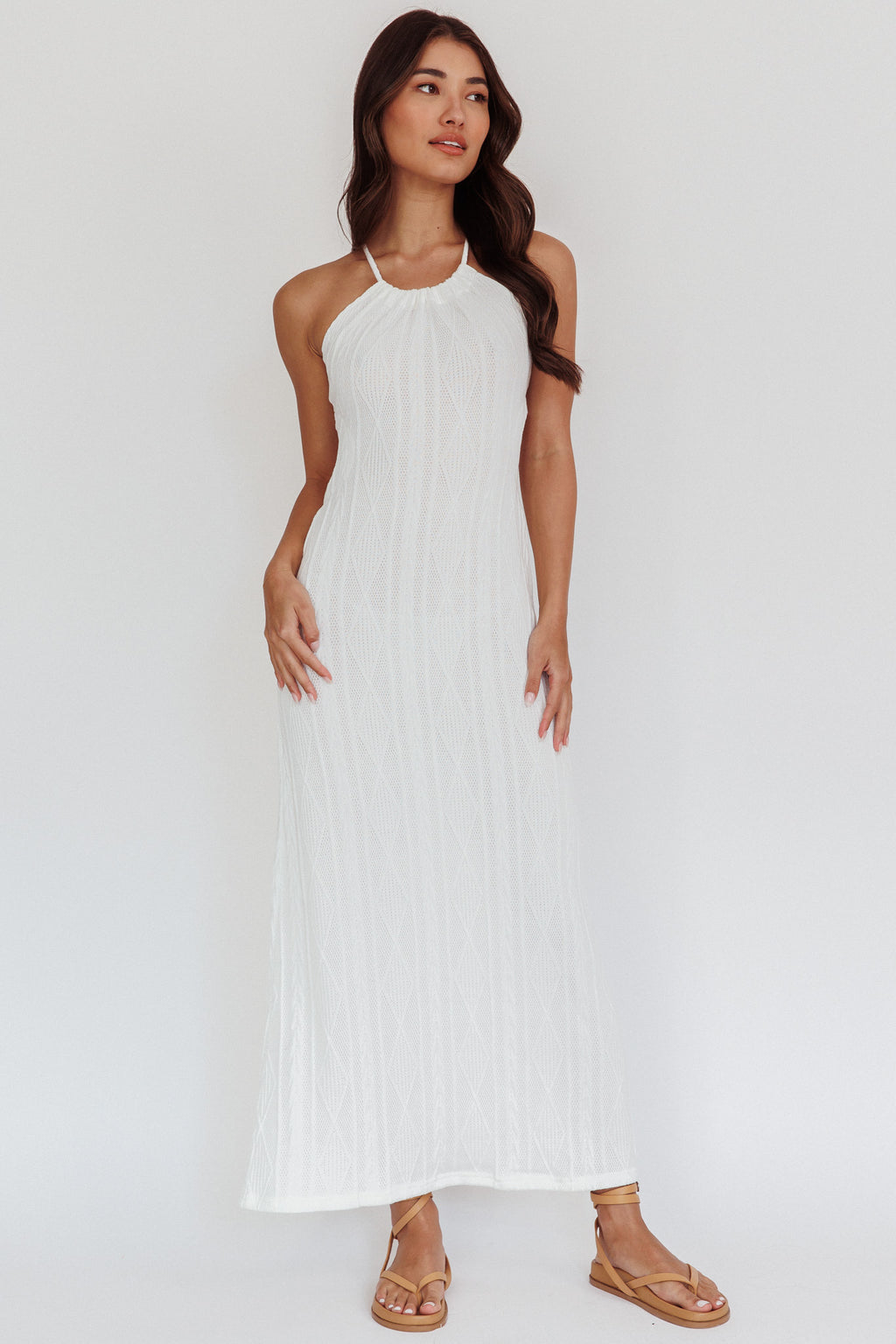 St. Croix Backless Knit Maxi Dress Cream by Selfie Leslie Australia