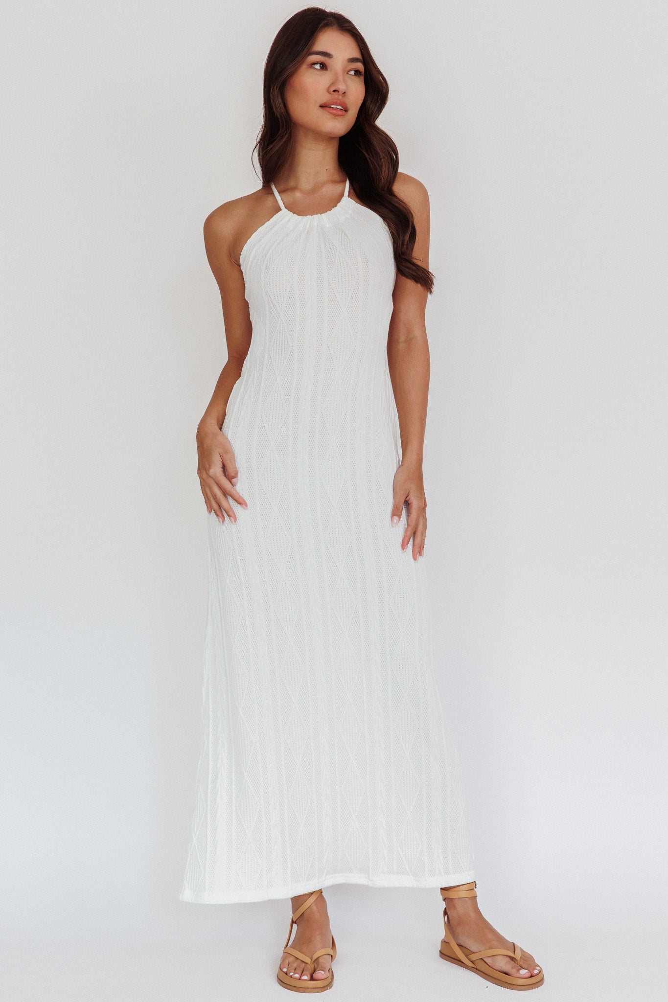 St. Croix Backless Knit Maxi Dress Cream by Selfie Leslie Australia