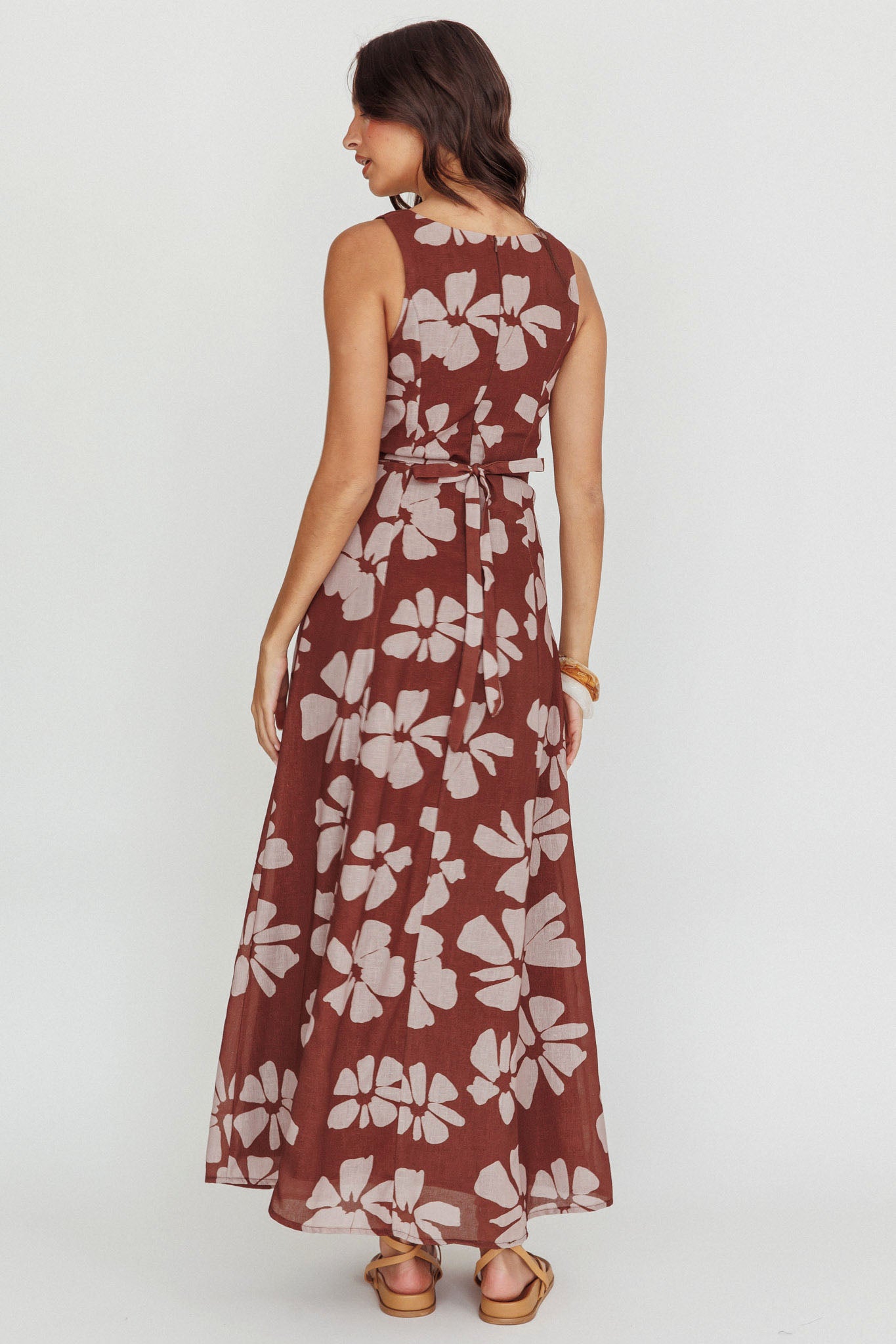 Lillia Floral A-Line Maxi Dress Brown by Selfie Leslie Australia