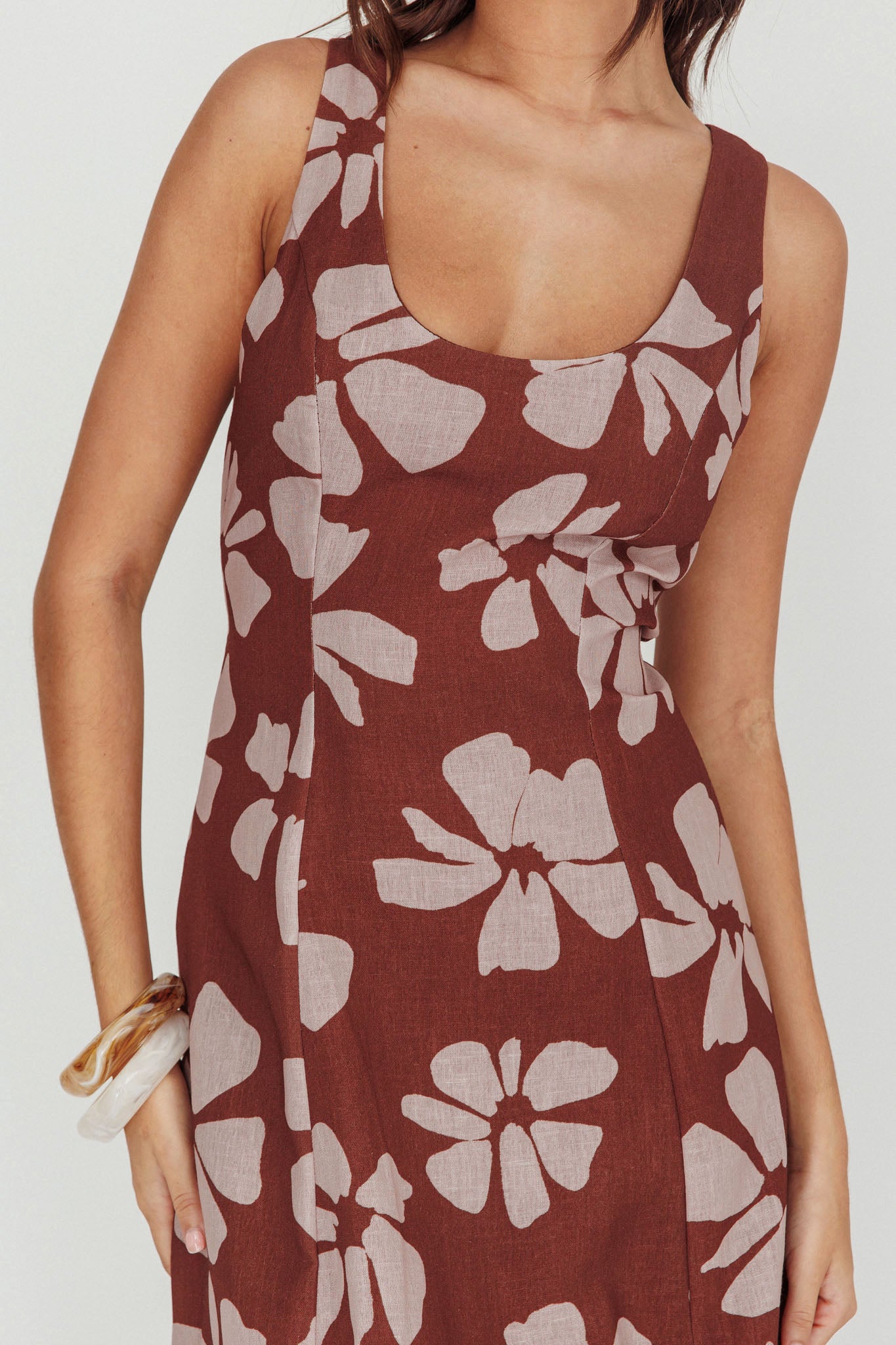 Lillia Floral A-Line Maxi Dress Brown by Selfie Leslie Australia