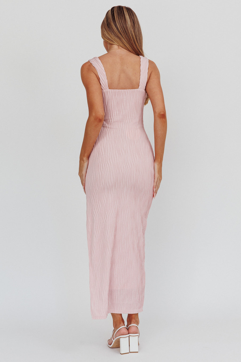 In My Feels Textured Maxi Dress Blush by Selfie Leslie Australia