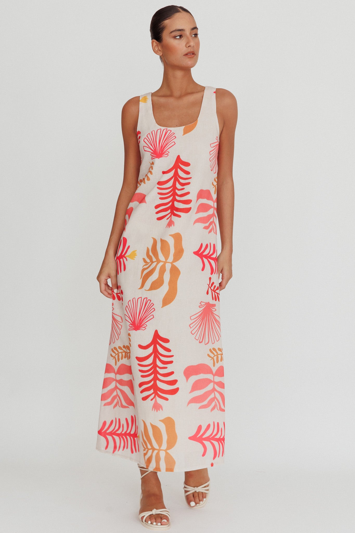 Thetis Leaf And Shell Maxi Slip Dress Pink by Selfie Leslie Australia