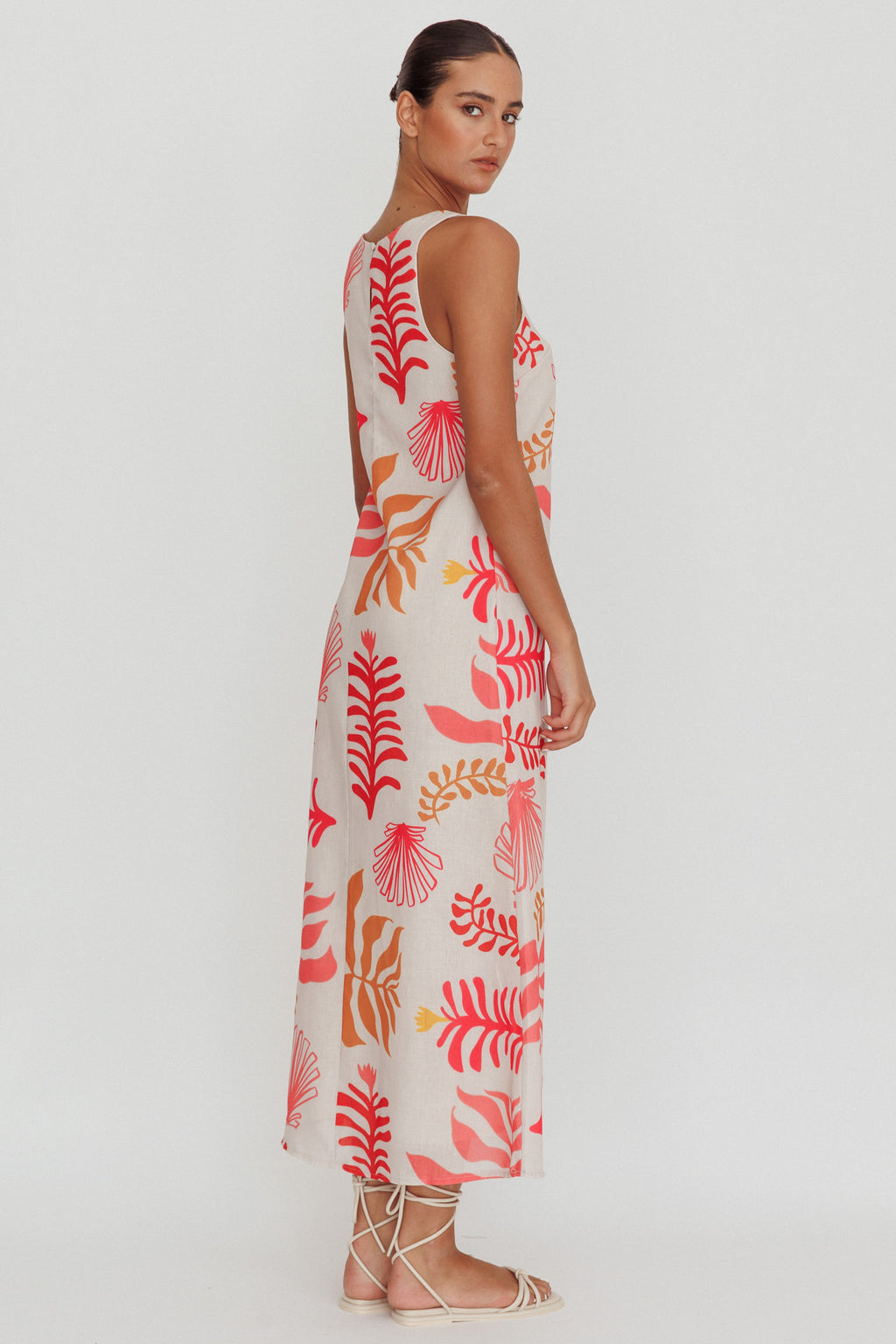 Thetis Leaf And Shell Maxi Slip Dress Pink by Selfie Leslie Australia