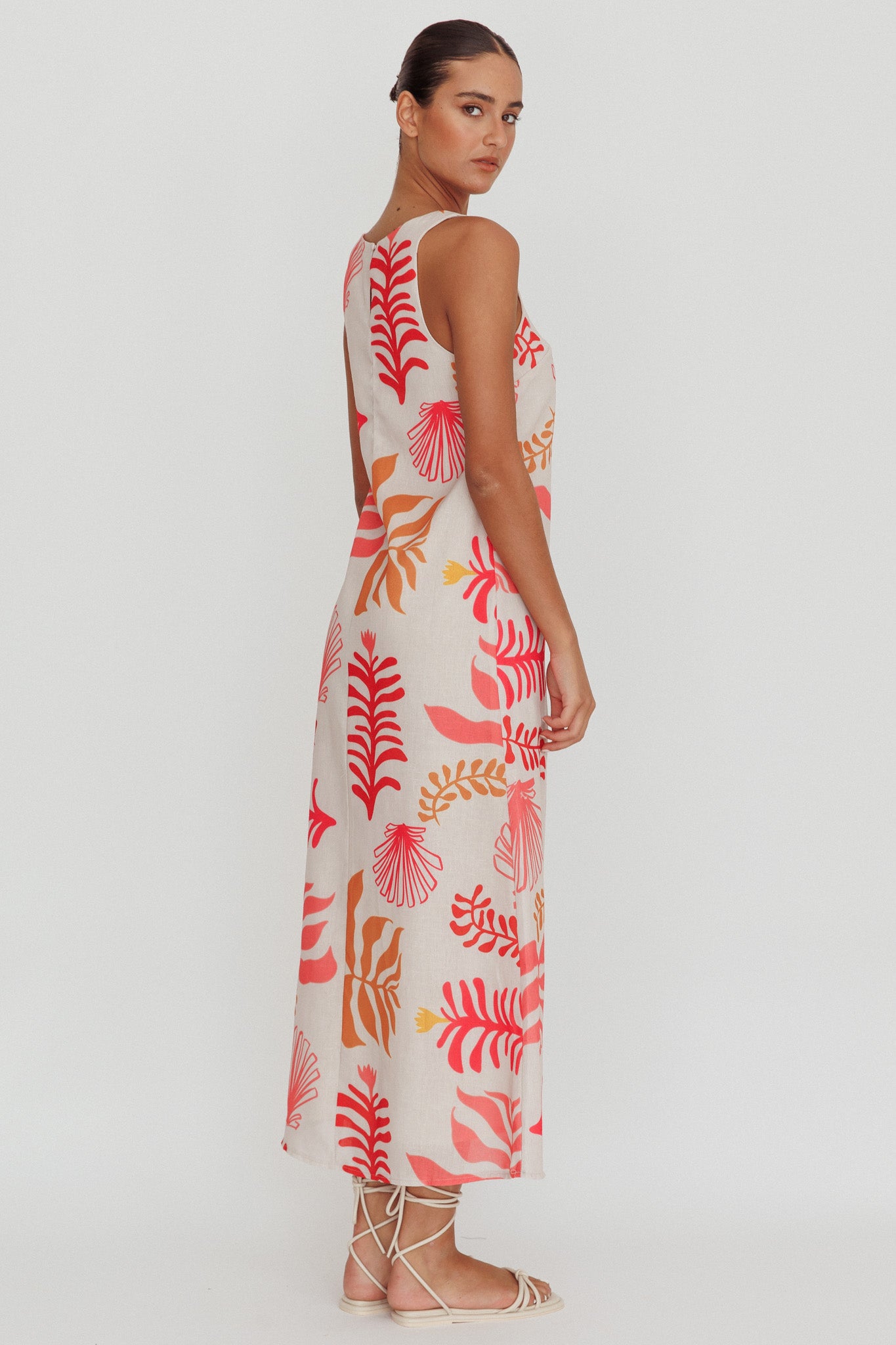Thetis Leaf And Shell Maxi Slip Dress Pink by Selfie Leslie Australia