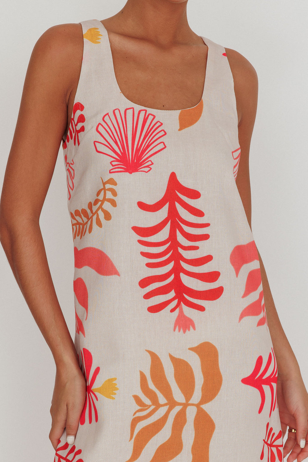 Thetis Leaf And Shell Maxi Slip Dress Pink by Selfie Leslie Australia