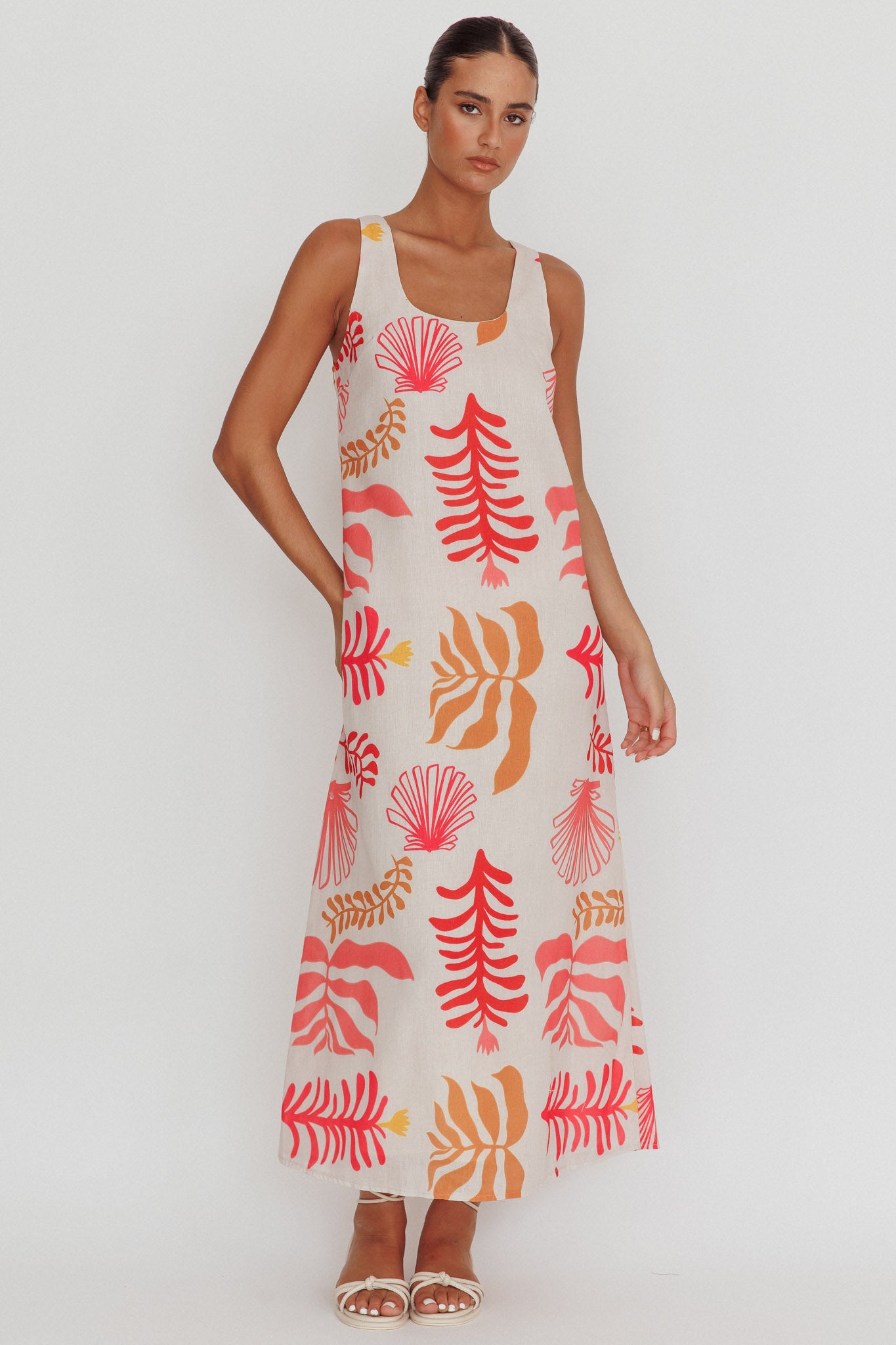 Thetis Leaf And Shell Maxi Slip Dress Pink by Selfie Leslie Australia