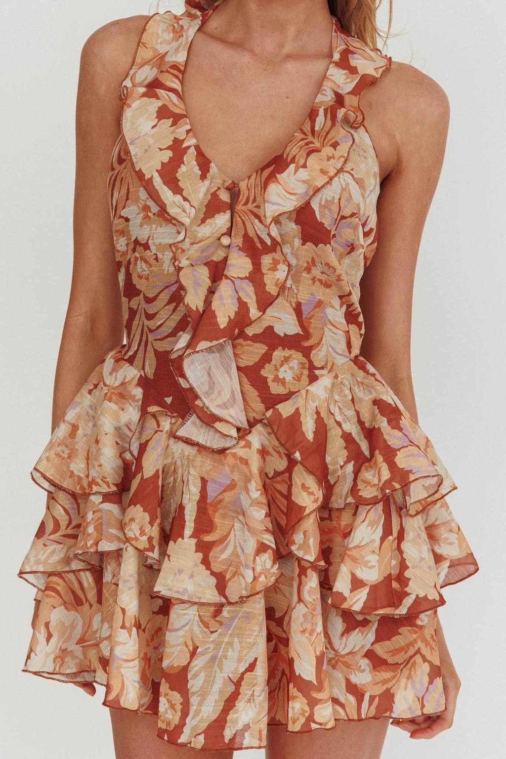 Live Loud Ruffle Layered Hem Mini Dress Floral by Selfie Leslie Australia