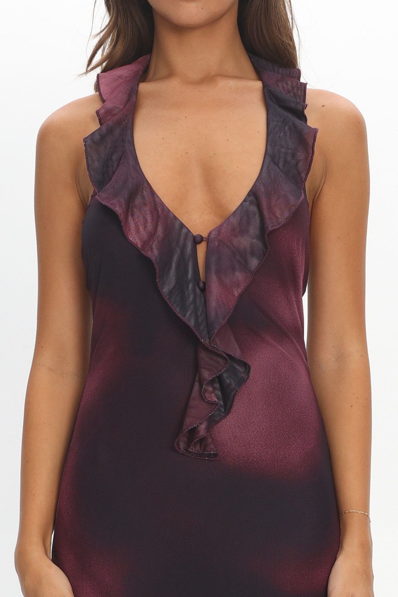 Live Loud Ruffle Halterneck Maxi Dress Print Brown by Selfie Leslie Australia