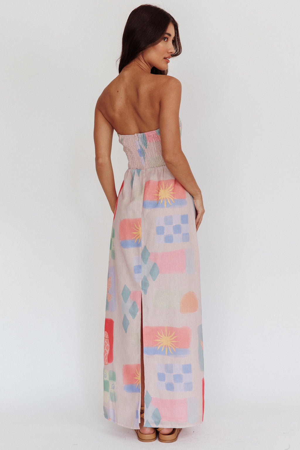 Eastern Sun Strapless Abstract Print Maxi Dress Multi by Selfie Leslie Australia