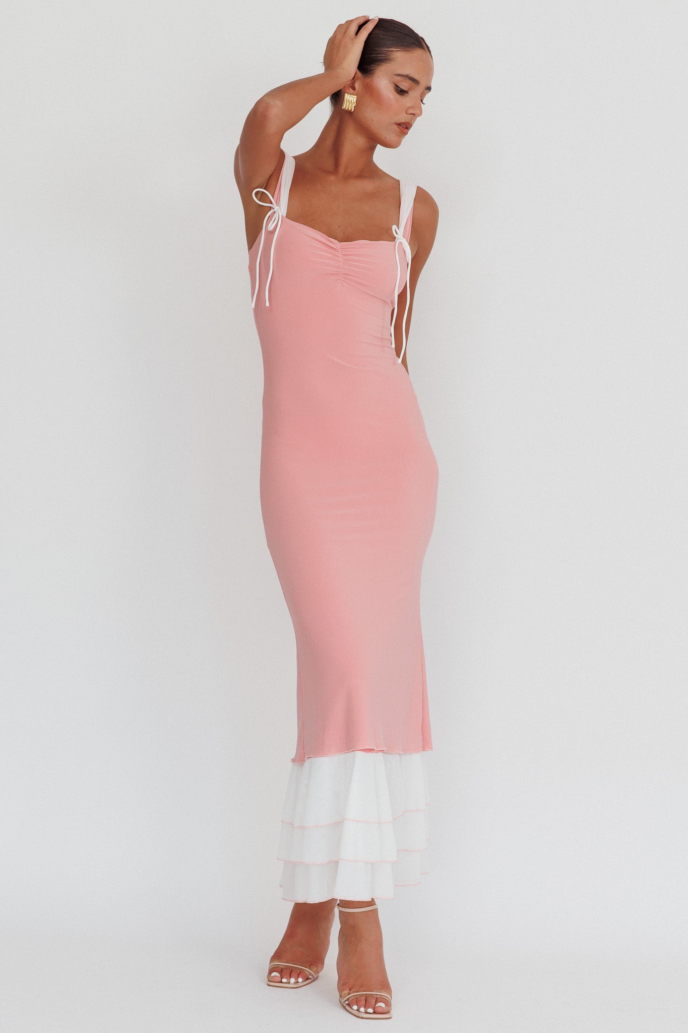 Daydreamers Ruffle Maxi Dress Pink by Selfie Leslie Australia