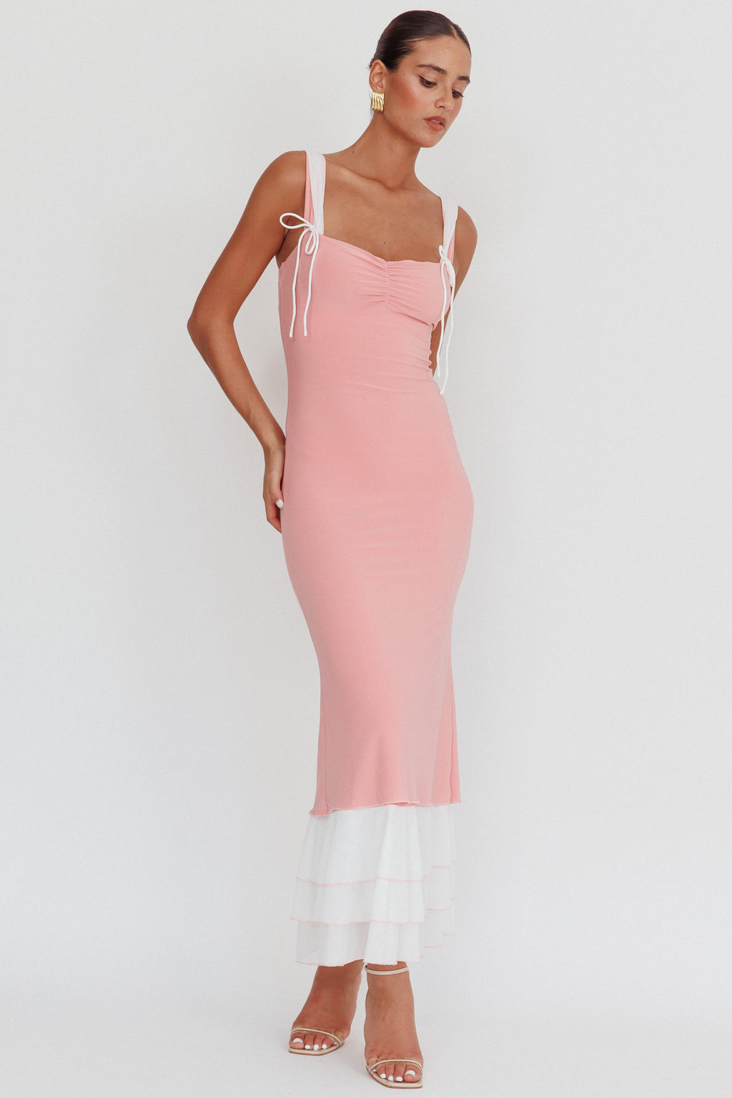 Daydreamers Ruffle Maxi Dress Pink by Selfie Leslie Australia