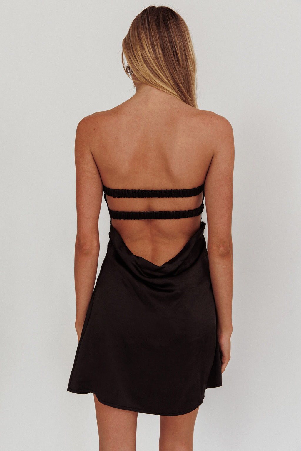 Sandi Bow Bust Mini Dress Black by Selfie Leslie Australia